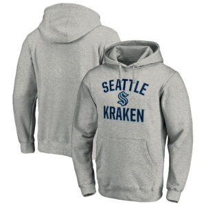 Men's Fanatics Branded Heather Gray Seattle Kraken Victory Arch Team Fitted Pullover Hoodie