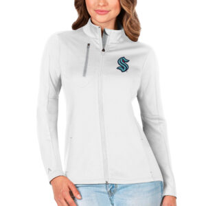 Women's Antigua White/Silver Seattle Kraken Generation Full-Zip Pullover Jacket