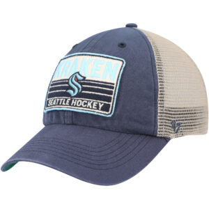 Men's '47 Deep Sea Blue/Natural Seattle Kraken Four Stroke Clean Up Snapback Hat
